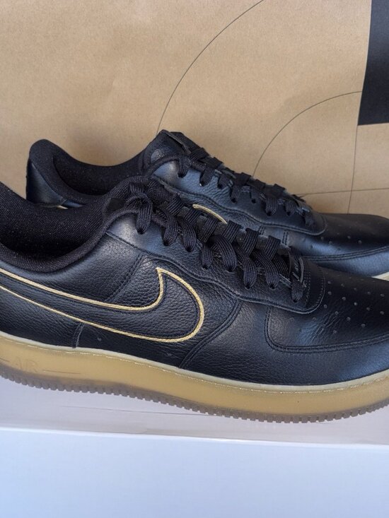 NEW Nike Air Force 1 Low By You HF0659-900 Leather Black Gold Gum Mens Size 13